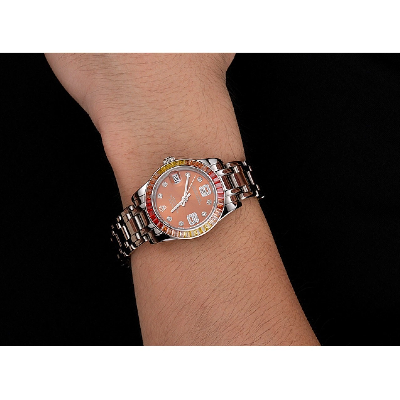 AAA replica watch Dial Pearlmaster Cognac Bracelet Steel Stainless And 39 Case Datejust Rolex 0725